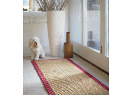 Bordered Raspberry Jute Rug