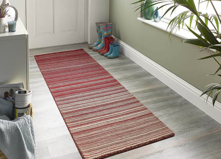 Fine Stripes Red Wool Rug