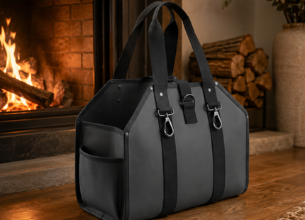 Woodsman Waxed Canvas Log Carrier Tote – Grey