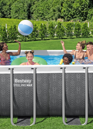 Bestway 16ft x 8ft x 48" Rectangular Steel Pro MAX™ Splashview Above Ground Swimming Pool, Filter Pump & Accessories