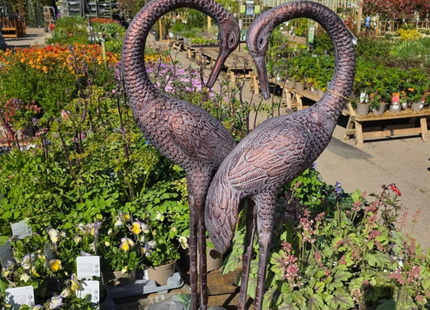 Pair of Love Cranes Garden Sculpture – 100cm, Antique Bronze