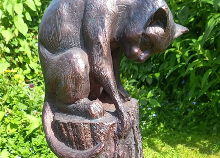 Cat and Mouse Garden Sculpture – 64cm, Antique Bronze