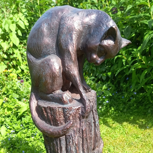 Cat and Mouse Garden Sculpture – 64cm, Antique Bronze