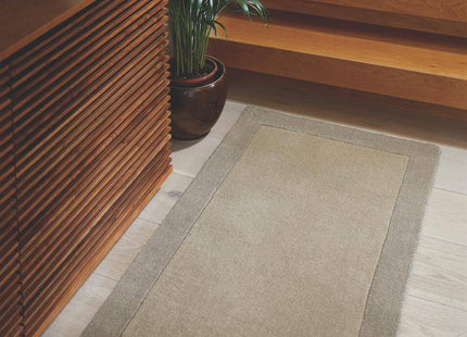 Bordered Taupe Wool Rug