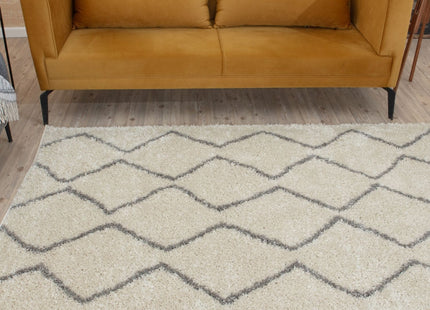 Moroccan Ivory Grey Shaggy Rug | 800