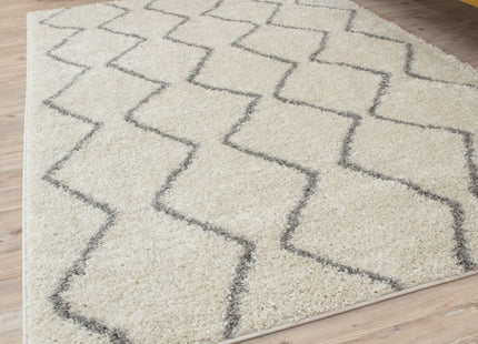 Moroccan Ivory Grey Shaggy Rug | 800