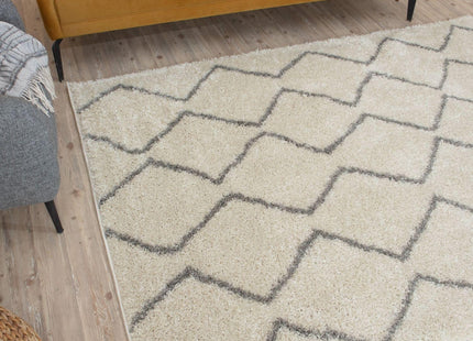 Moroccan Ivory Grey Shaggy Rug | 800