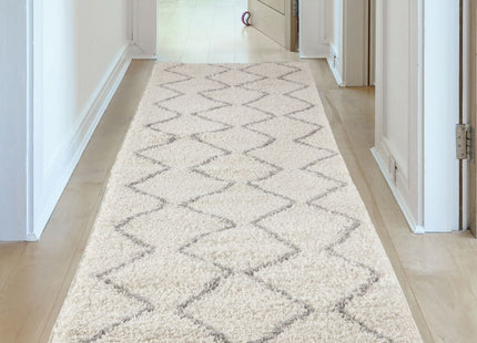 Moroccan Ivory Grey Shaggy Rug | 800