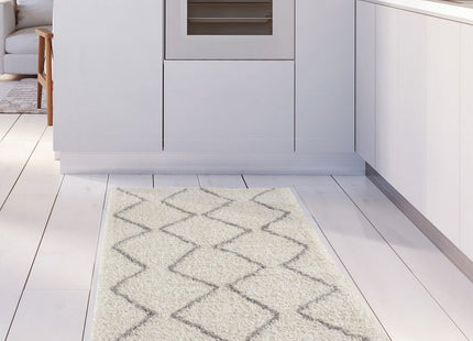 Moroccan Ivory Grey Shaggy Rug | 800