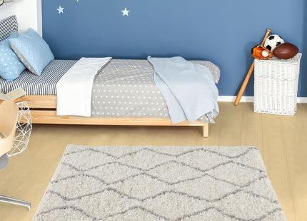 Moroccan Ivory Grey Shaggy Rug | 800