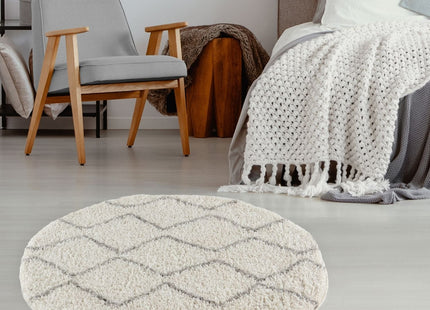 Moroccan Ivory Grey Shaggy Rug | 800