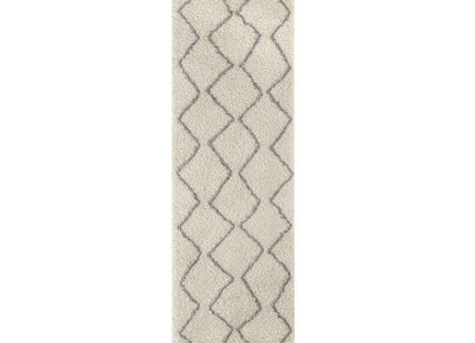 Moroccan Ivory Grey Shaggy Rug | 800
