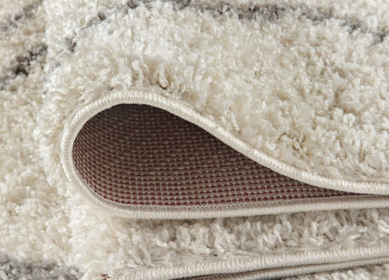 Moroccan Ivory Grey Shaggy Rug | 800
