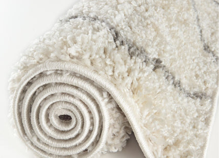 Moroccan Ivory Grey Shaggy Rug | 800