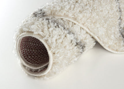 Moroccan Ivory Grey Shaggy Rug | 800