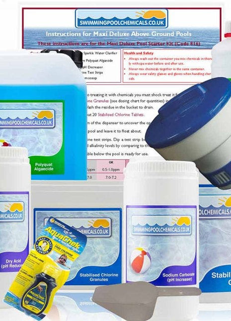 Chemical Starter Kit with Chlorine Tablets and Dispenser - For Pools Over 15ft Diameter