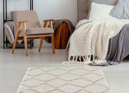 Moroccan Ivory Beige Shaggy Rug | 830