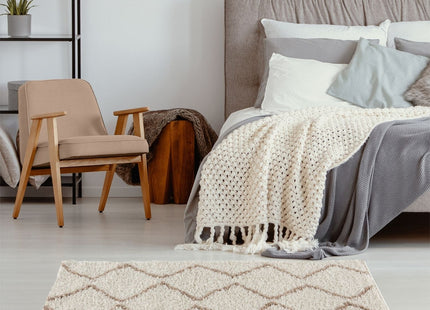Moroccan Ivory Beige Shaggy Rug | 830