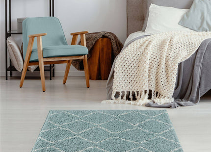 Moroccan Duck Egg Blue Shaggy Rug | 850