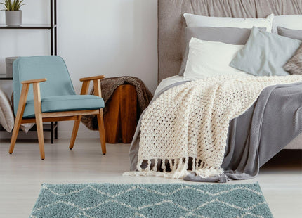 Moroccan Duck Egg Blue Shaggy Rug | 850