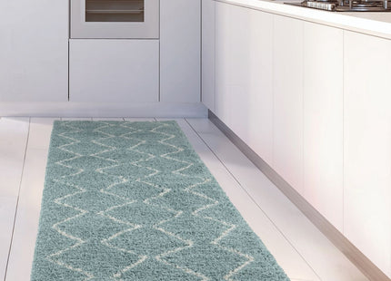 Moroccan Duck Egg Blue Shaggy Rug | 850