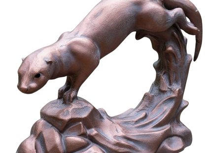 Jumping Otter Garden Sculpture – 50cm, Antique Bronze