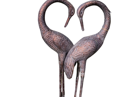 Pair of Love Cranes Garden Sculpture – 100cm, Antique Bronze