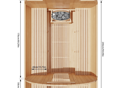 KOVE Outdoor Barrel Sauna – 5–6 Person Garden Sauna with 6kW Harvia Electric Heater