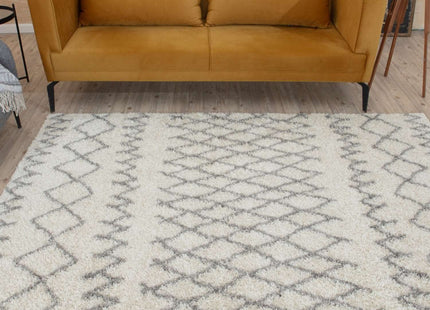 Moroccan Ivory Grey Shaggy Rug | 900