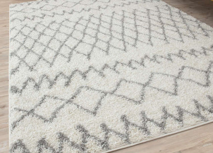 Moroccan Ivory Grey Shaggy Rug | 900