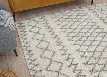 Moroccan Ivory Grey Shaggy Rug | 900