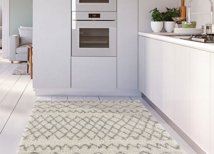 Moroccan Ivory Grey Shaggy Rug | 900
