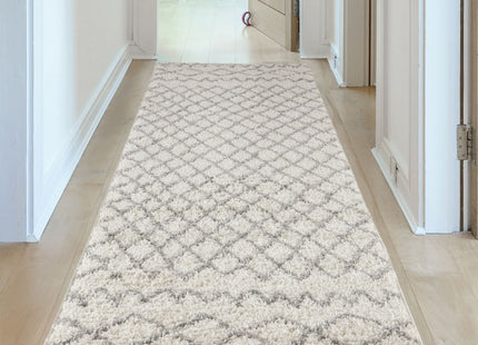 Moroccan Ivory Grey Shaggy Rug | 900