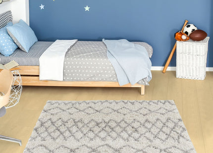 Moroccan Ivory Grey Shaggy Rug | 900