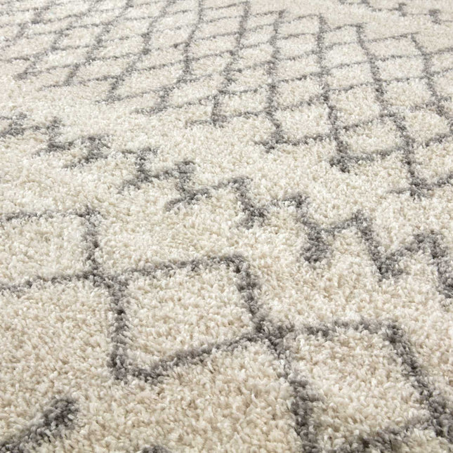 Moroccan Ivory Grey Shaggy Rug | 900