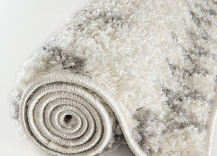 Moroccan Ivory Grey Shaggy Rug | 900
