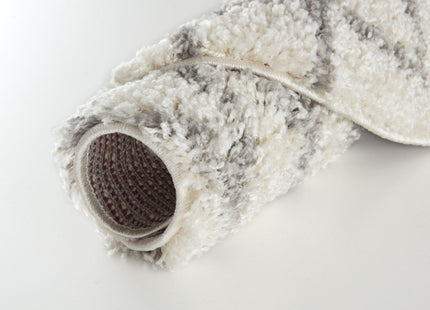 Moroccan Ivory Grey Shaggy Rug | 900