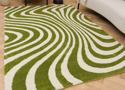 Joli Striped Green & White Rug