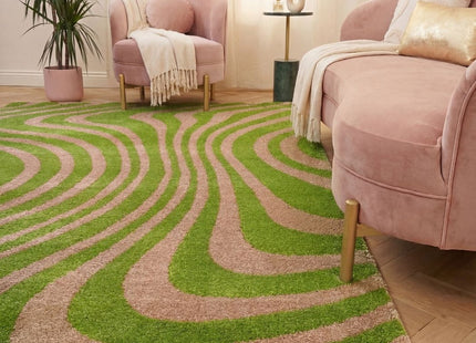 Joli Striped Green & Pink Rug