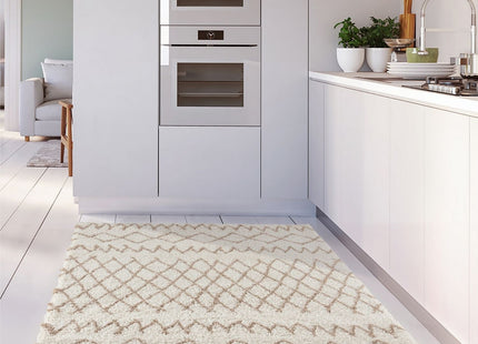 Moroccan Ivory Beige Shaggy Rug | 930