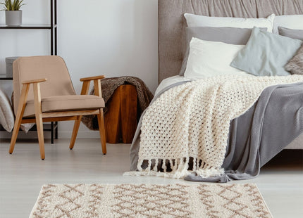 Moroccan Ivory Beige Shaggy Rug | 930