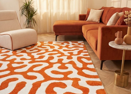 Joli Doodle Orange & White Rug