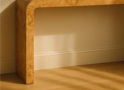 Mota Natural Burl Wood Curved Console Table