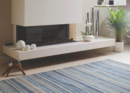 Fine Stripes Blue Wool Rug