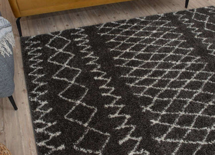 Moroccan Dark Grey Shaggy Rug | 940