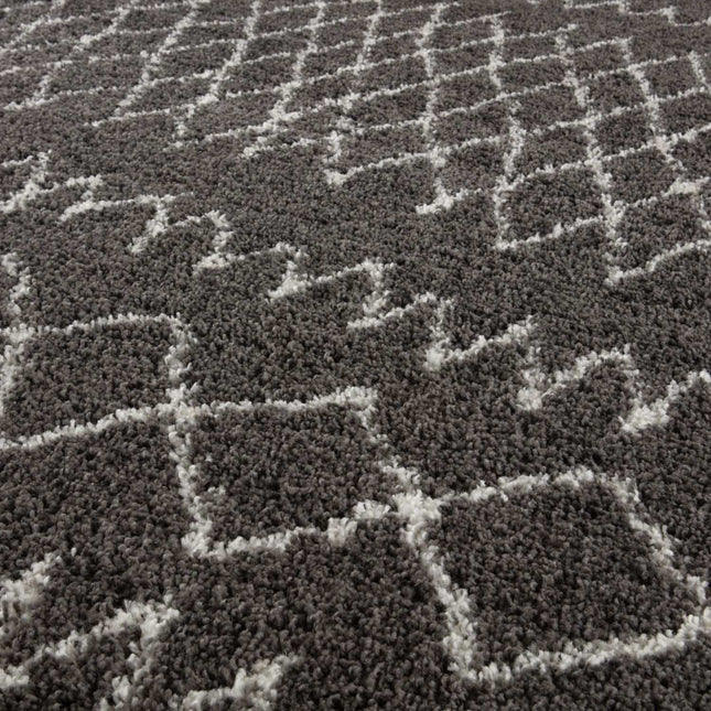 Moroccan Dark Grey Shaggy Rug | 940