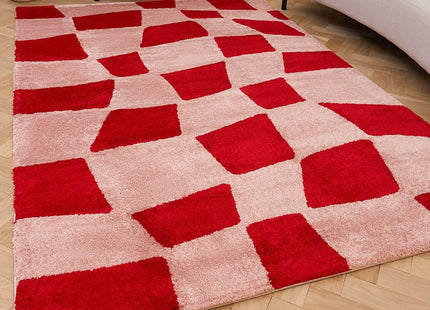 Joli Checkered Red & Pink Rug