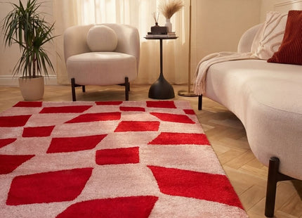 Joli Checkered Red & Pink Rug
