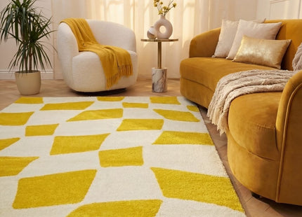 Joli Checkered Yellow & White Rug
