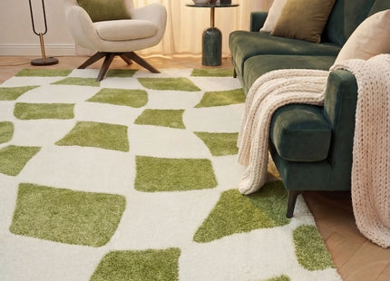 Joli Checkered Green & White Rug